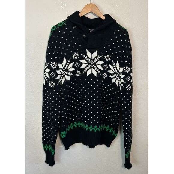 Polo Ralph Lauren Sweater Mens L Snowflake Pullover Knit Winter Holiday Nordic - Picture 2 of 7